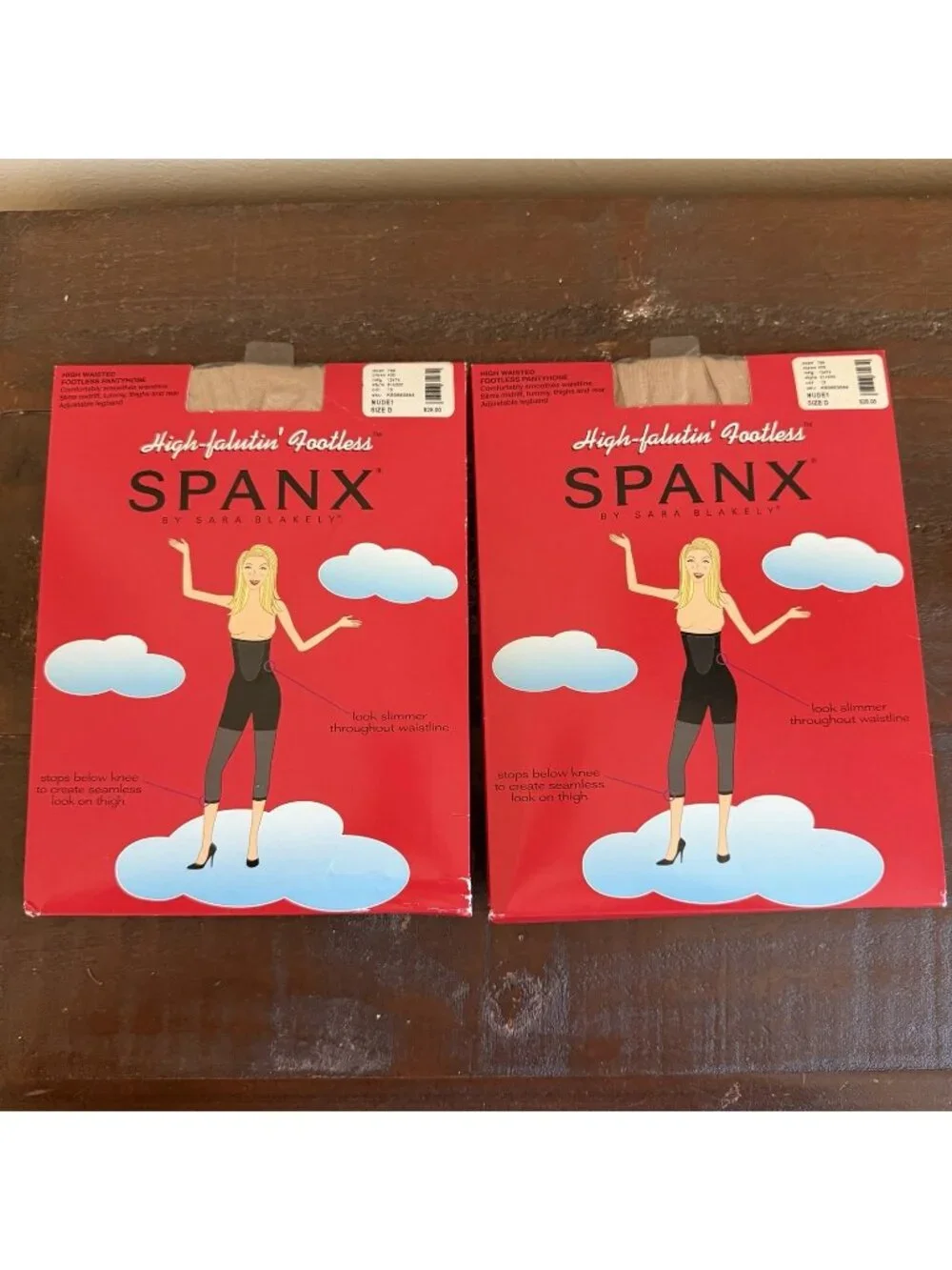 SPANX High Falutin’ Footless Pantyhose Lot of 2 Nude Size D High Waisted NOS